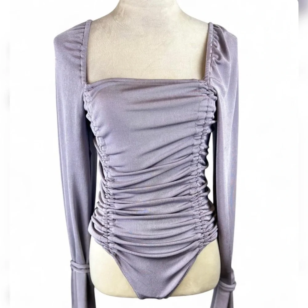 FREE PEOPLE Meant To Be Bodysuit in‎ Silver Mauve Size Small